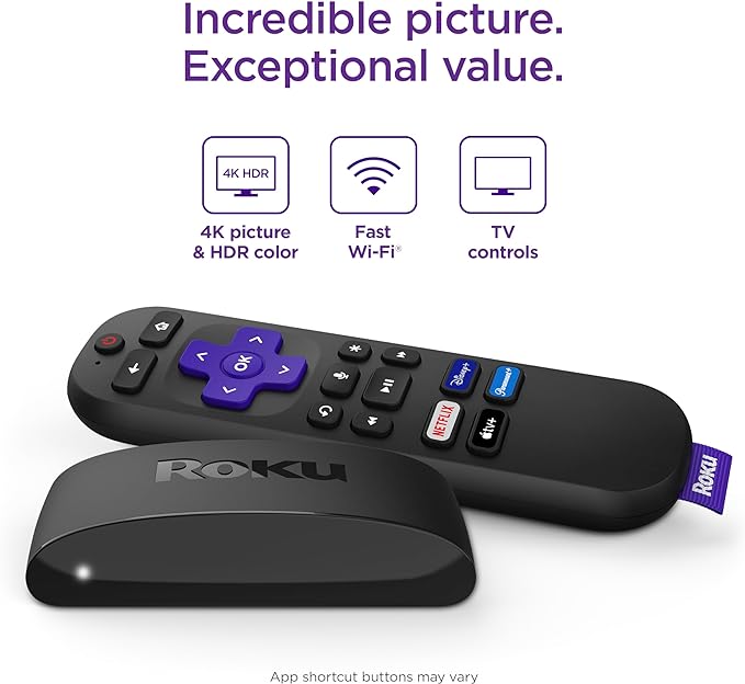 Roku Express 4K+ | Roku Streaming Device 4K/HDR, Roku Voice Remote, Free & Live TV